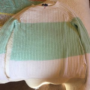 White and mint green sweater